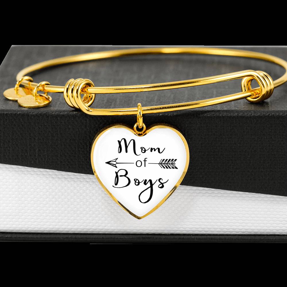 Mom Of Boys - Gold/Silver Heart Bracelet - White