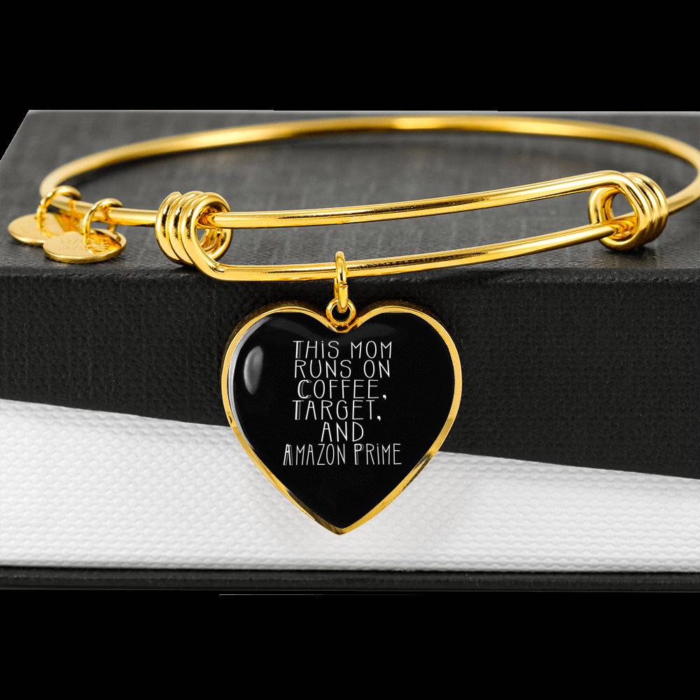 This Mom Runs - Gold/Silver Heart Bracelet - Black