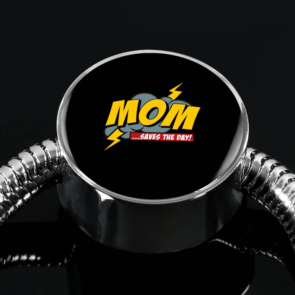 Mom Saves The Day Bracelet Round - Light