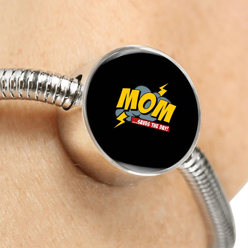 Mom Saves The Day Bracelet Round - Light