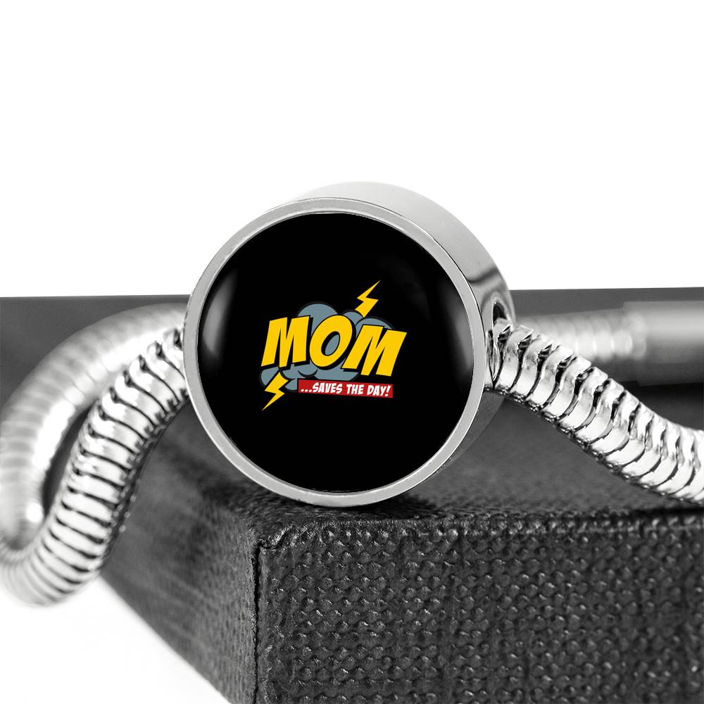 Mom Saves The Day Bracelet Round - Light