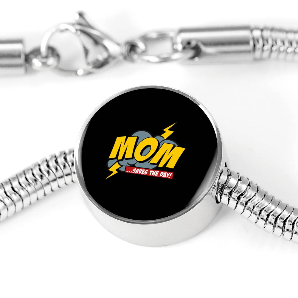 Mom Saves The Day Bracelet Round - Light