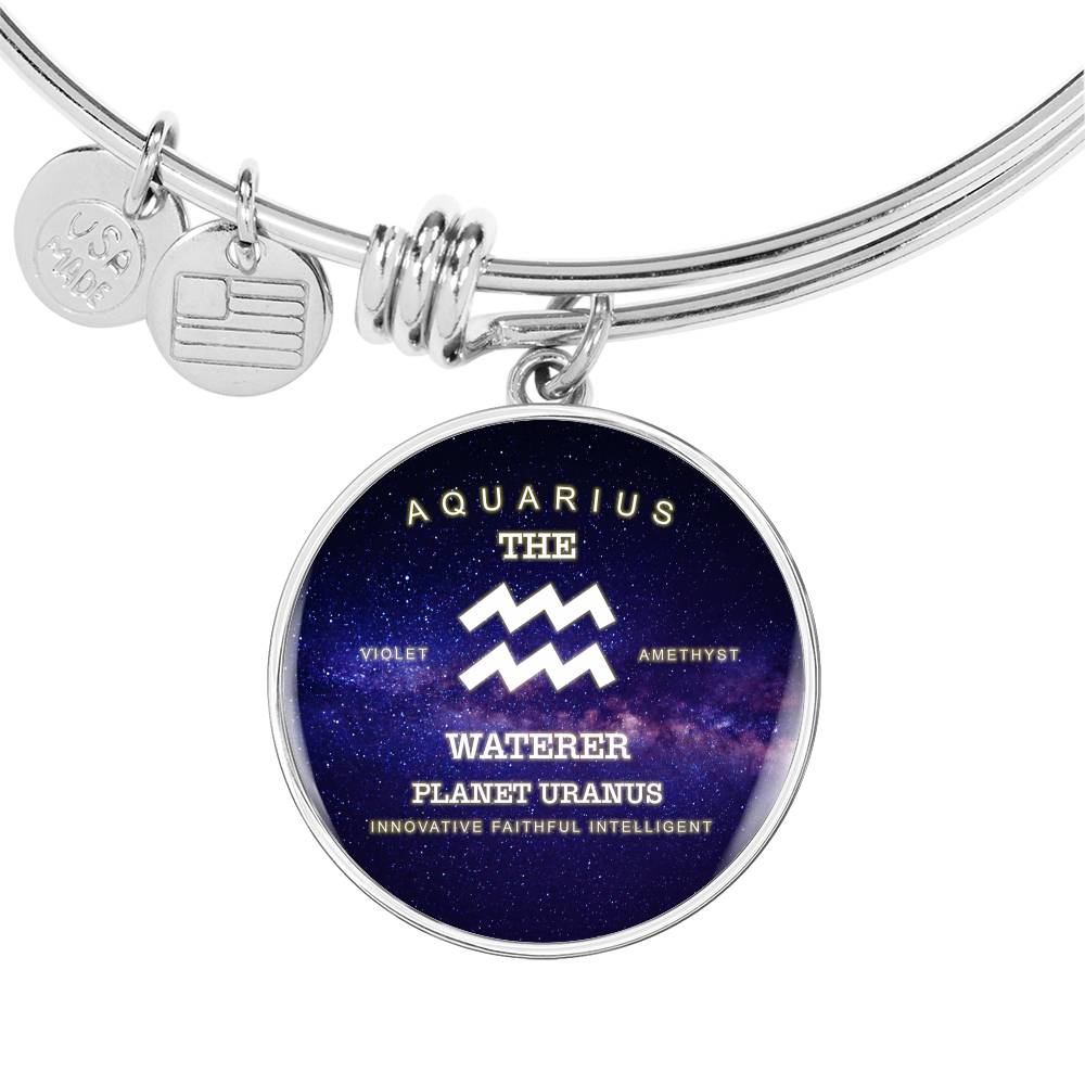 Aquarius Gold/Silver Zodiac Round Bracelet