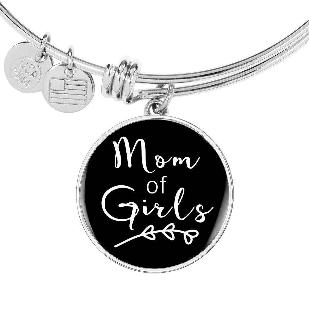 Mom Of Girls - Gold/Silver Round Bracelet - Black