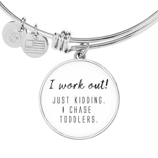 I Work Out! - Gold/Silver Round Bracelet - White