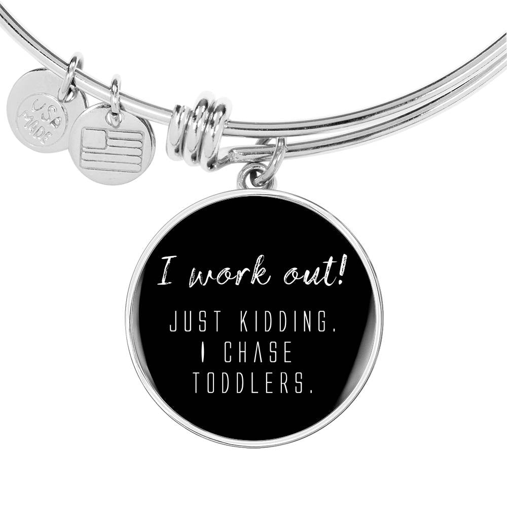 I Work Out! - Gold/Silver Round Bracelet - Black