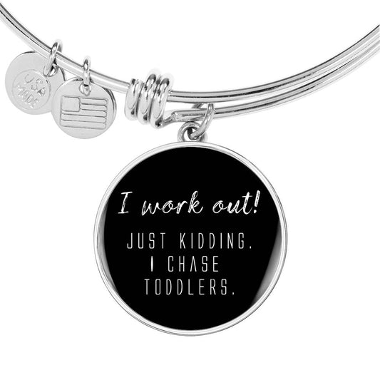 I Work Out! - Gold/Silver Round Bracelet - Black