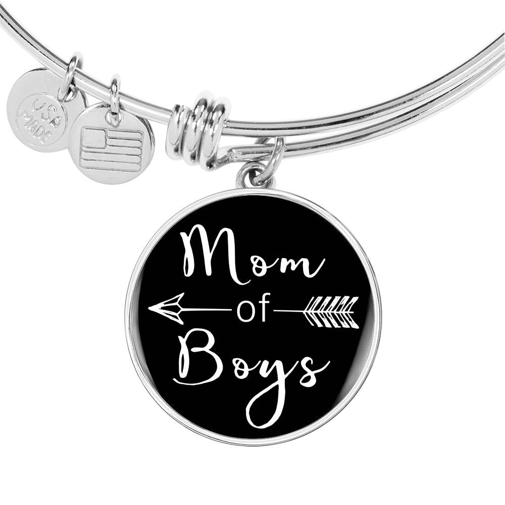 Mom Of Boys - Gold/Silver Round Bracelet - Black