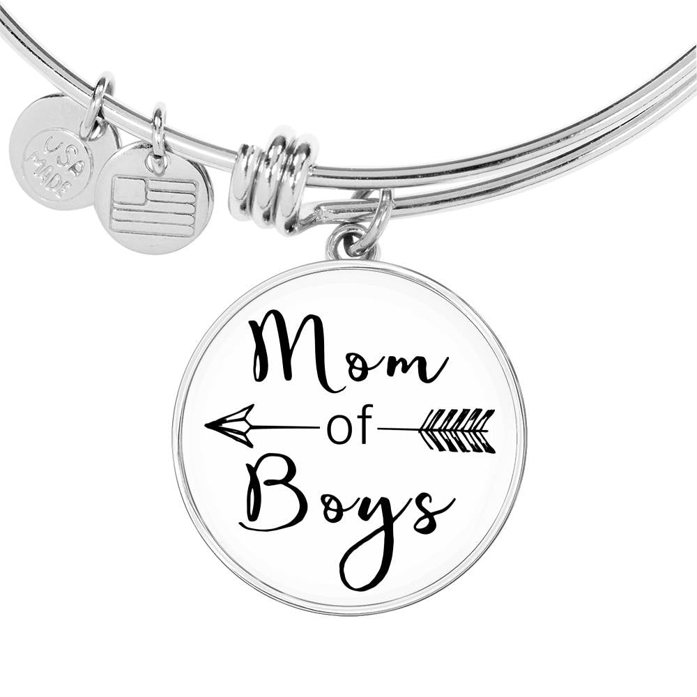 Mom Of Boys - Gold/Silver Round Bracelet - White