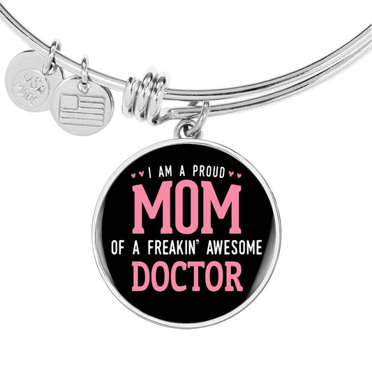 Proud Mom Bracelet Round - Dark