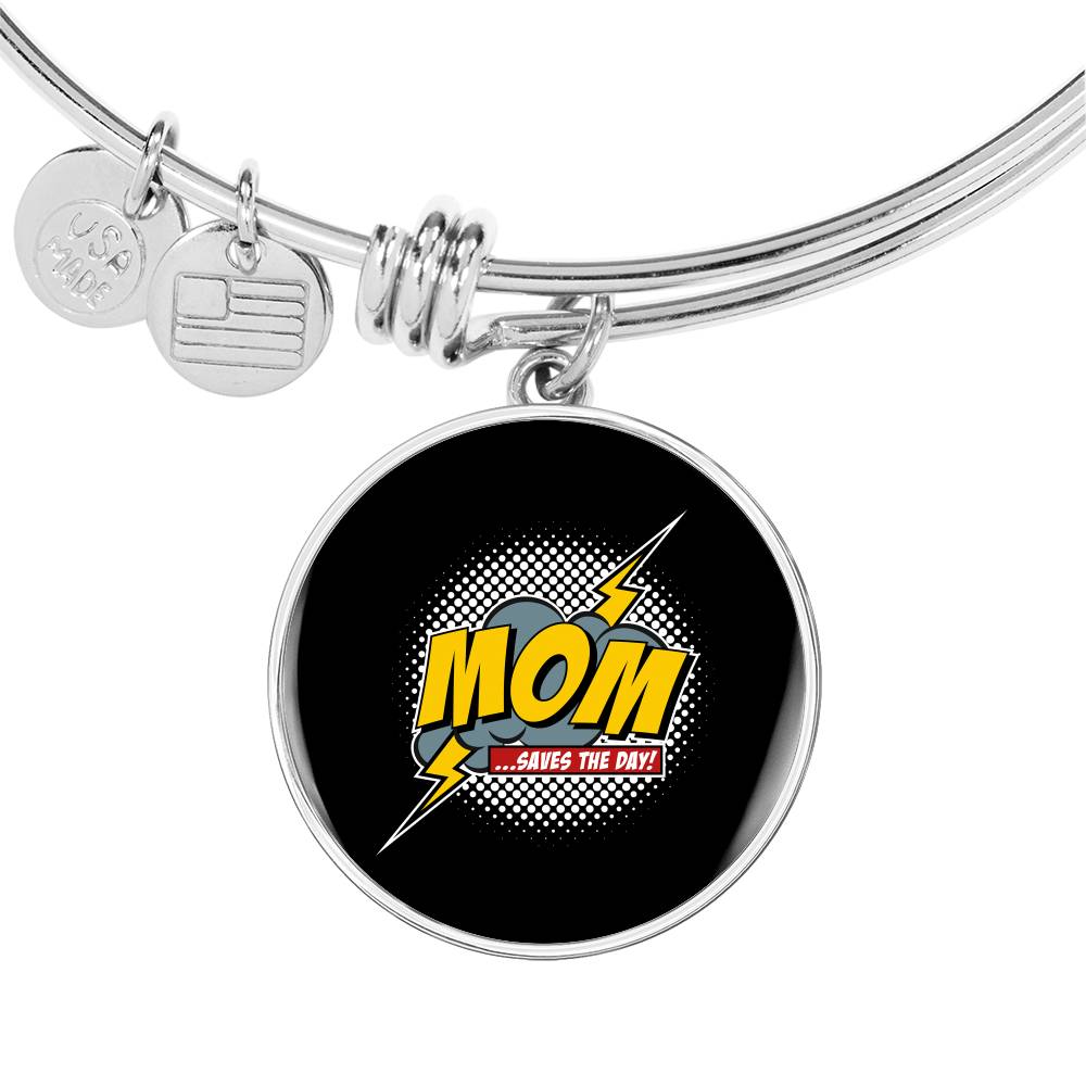 Mom Saves The Day Bracelet Round - Dark