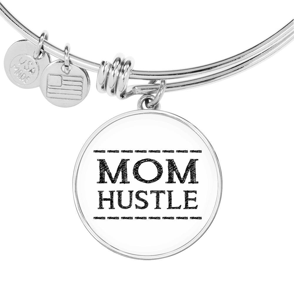 Mom Hustle - Gold/Silver Round Bracelet - White
