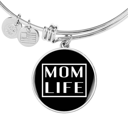 Mom Life - Gold/Silver Round Bracelet - Black