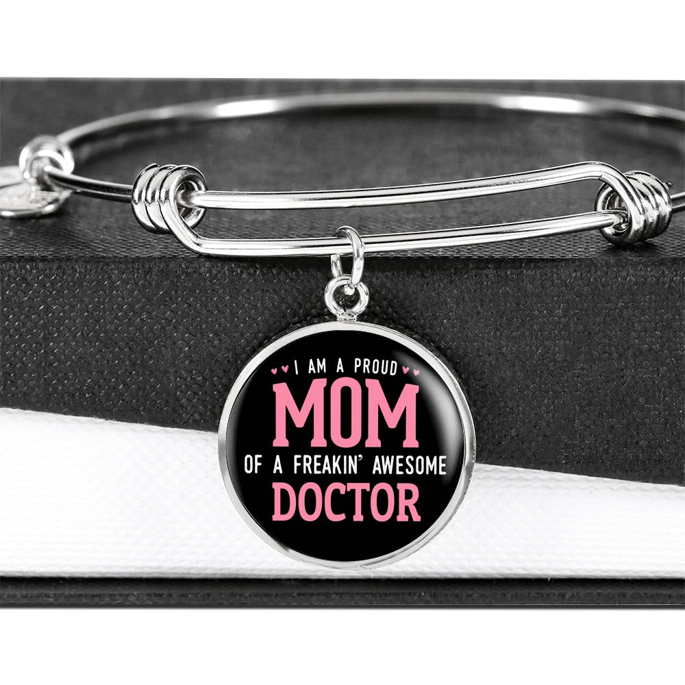 Proud Mom Bracelet Round - Dark