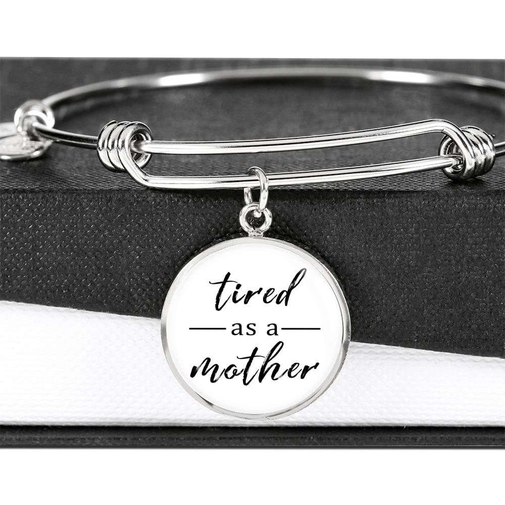 Tired As A Mother - Gold/Silver Round Bracelet - White