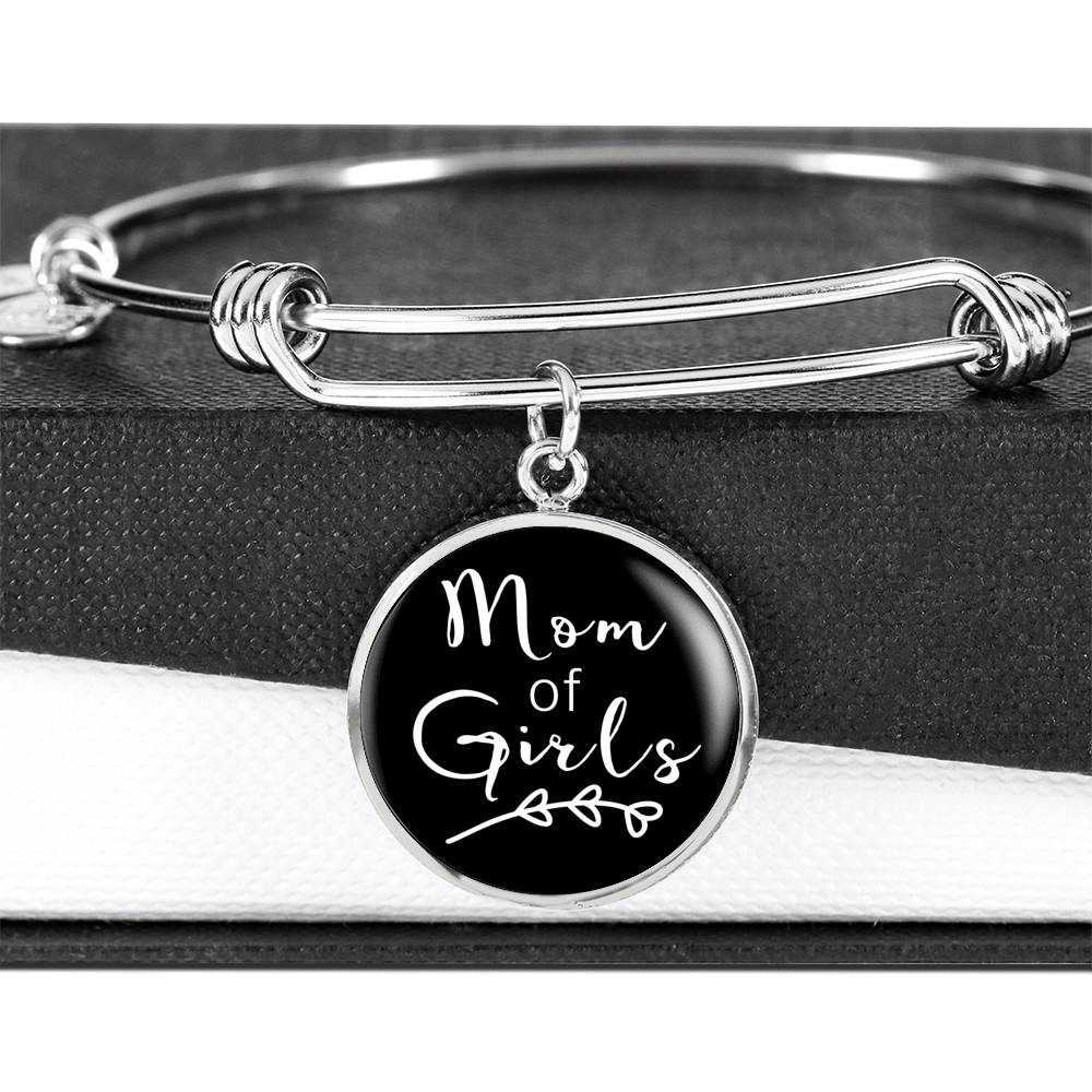 Mom Of Girls - Gold/Silver Round Bracelet - Black