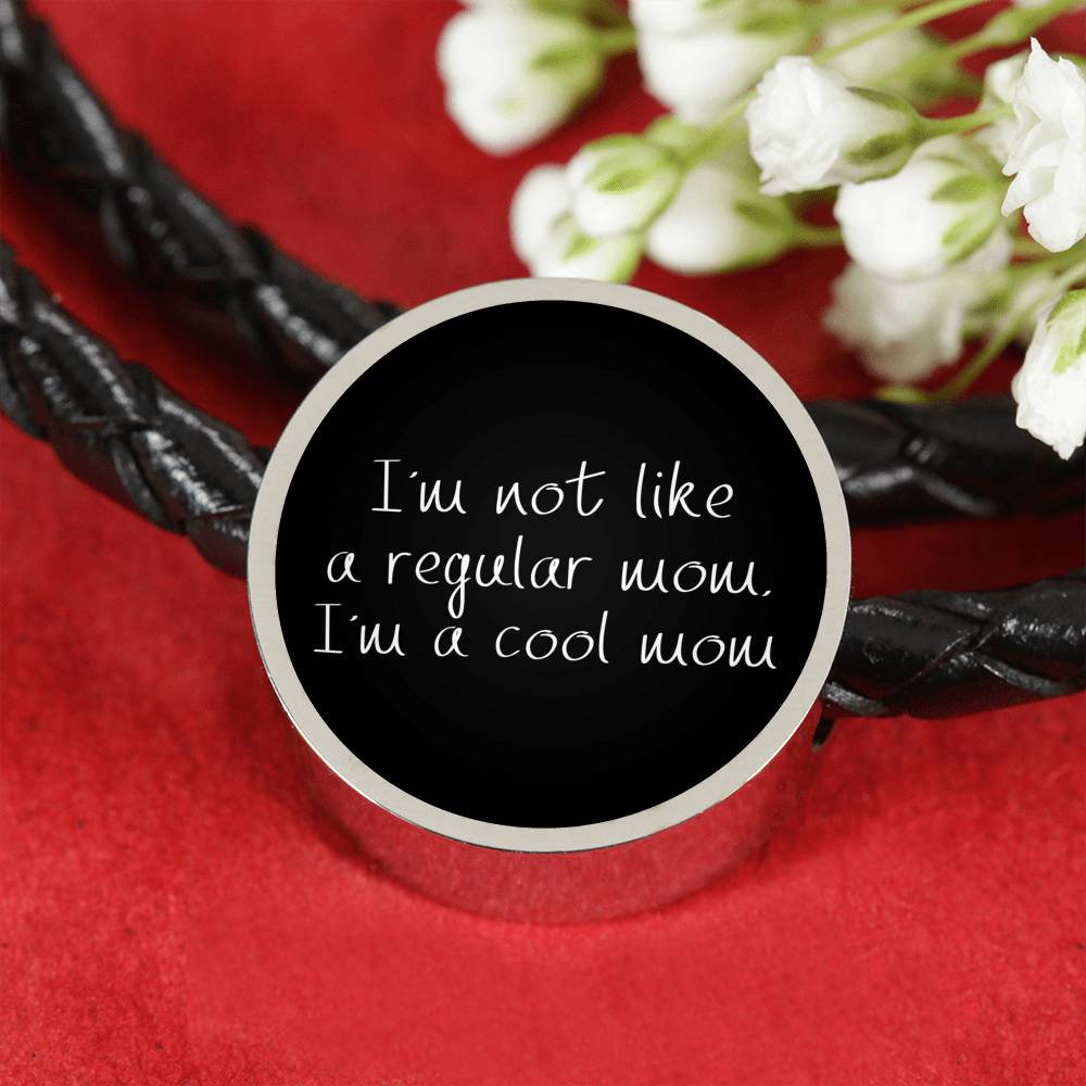 Not Like A Regular Mom - Round Leather Bracelet - Black