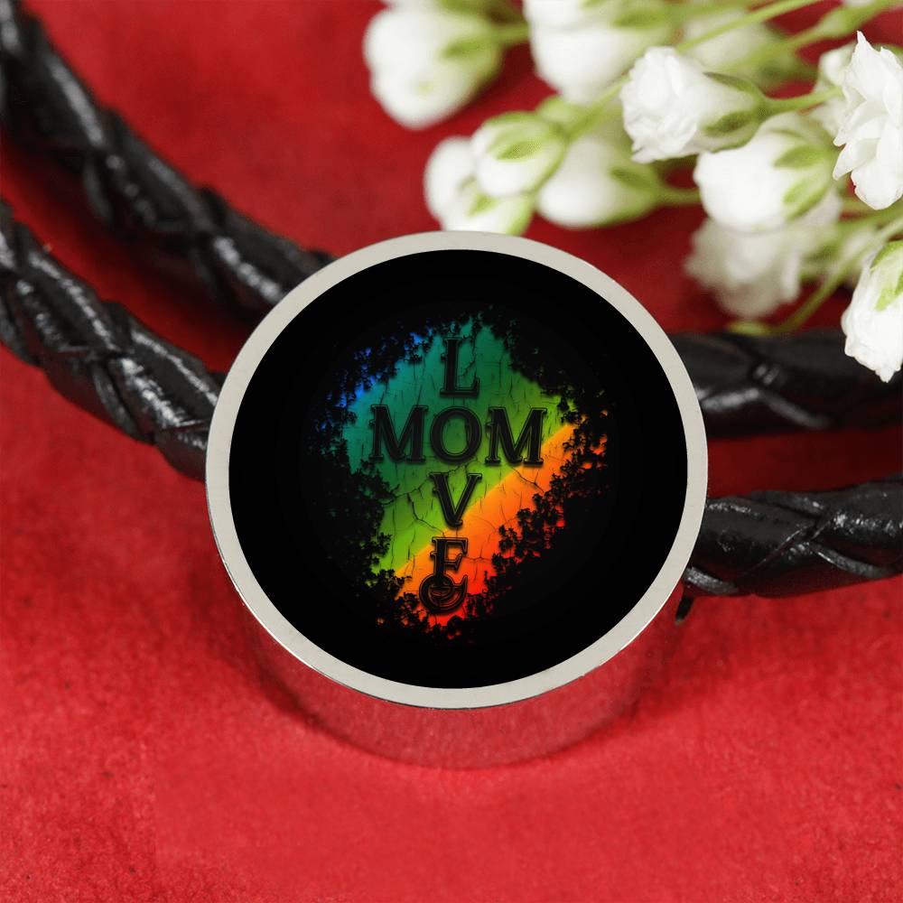 Mom Love Leather Bracelet Round - Light
