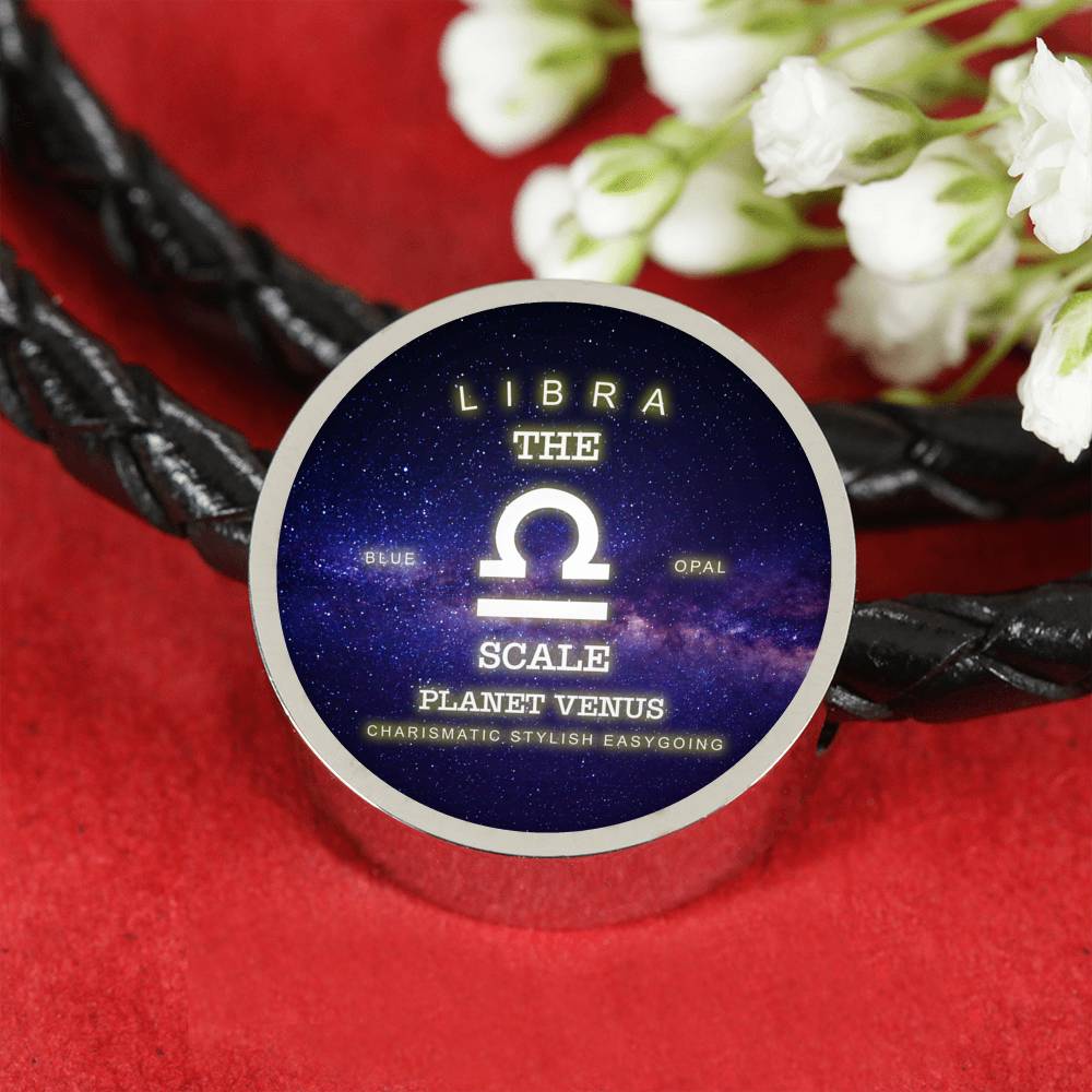 Libra Zodiac Round Leather Bracelet