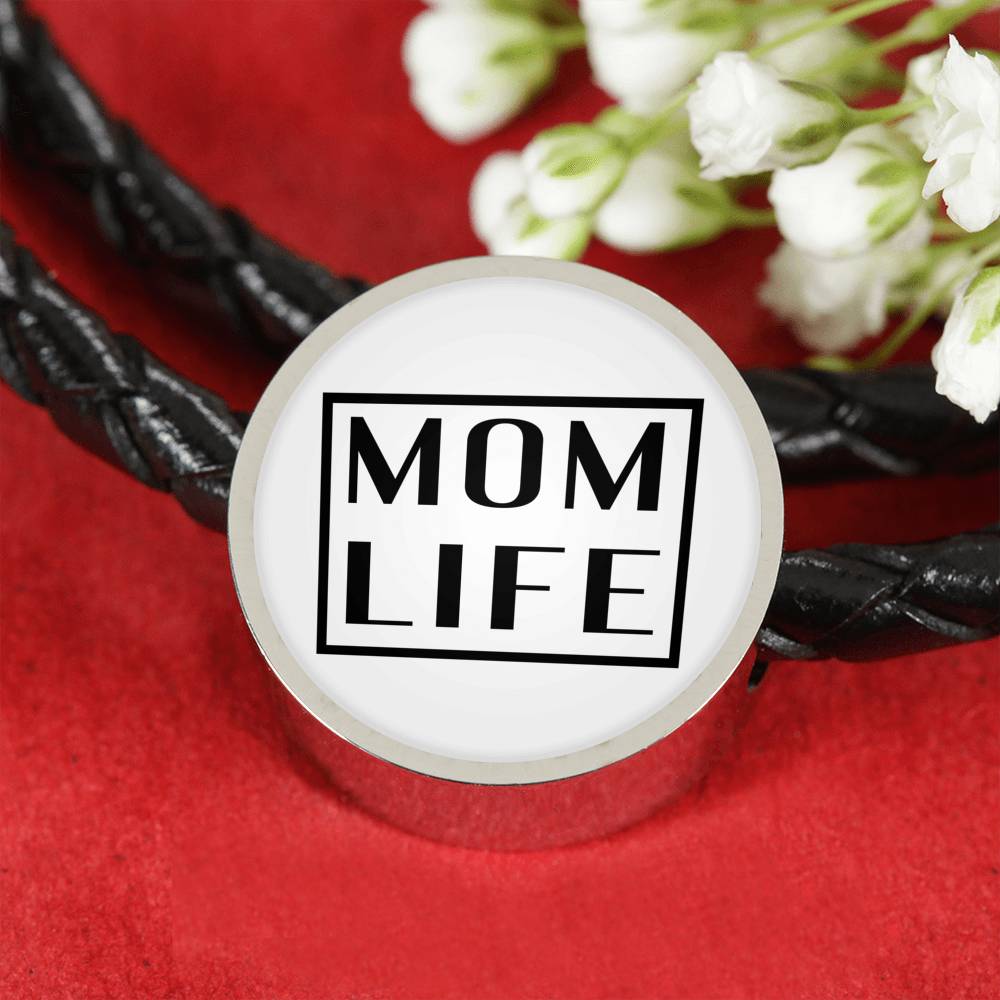 Mom Life - Round Leather Bracelet - White
