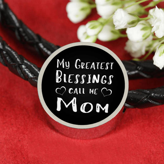 My Greatest Blessings - Round Leather Bracelet - Black