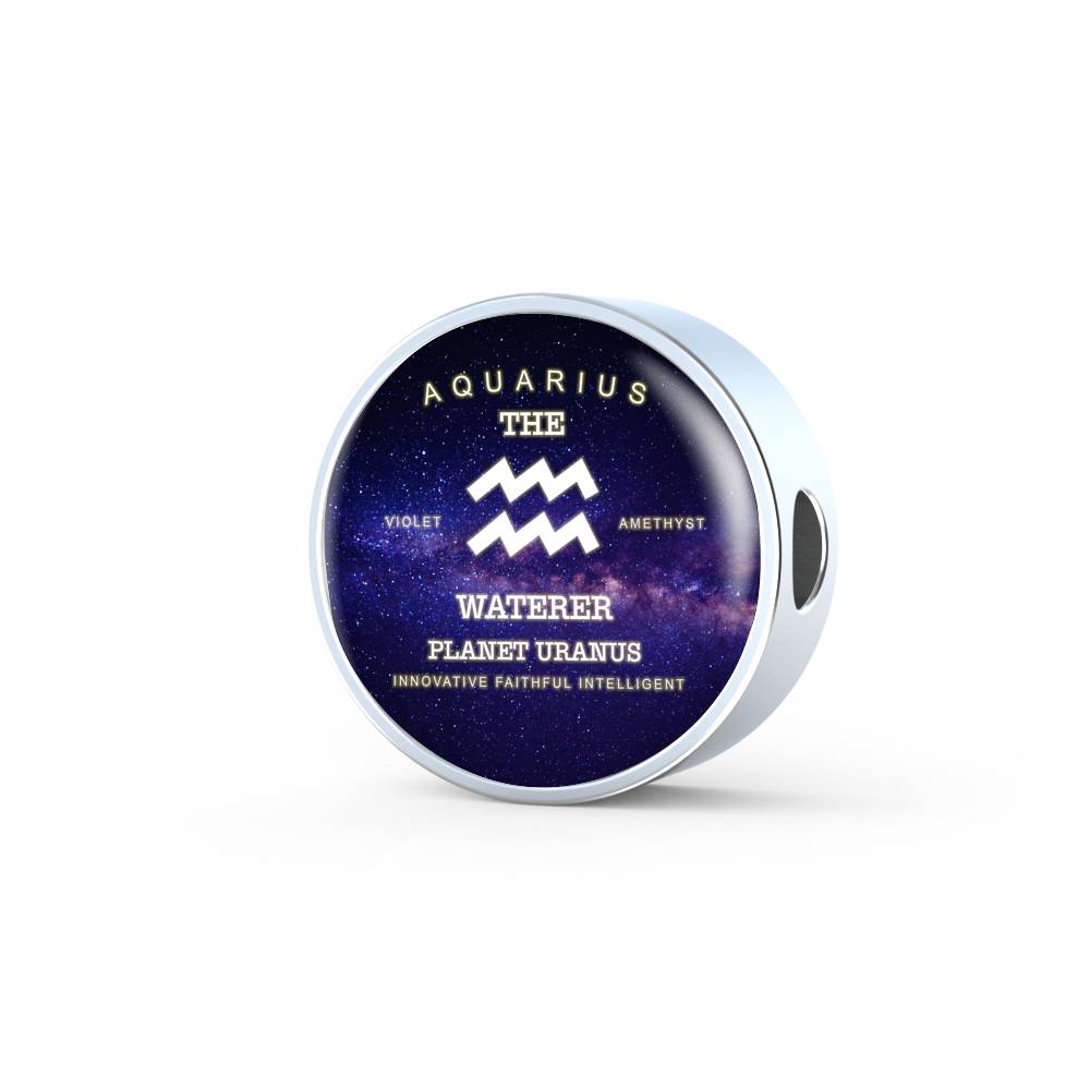 Aquarius Zodiac Round Leather Bracelet
