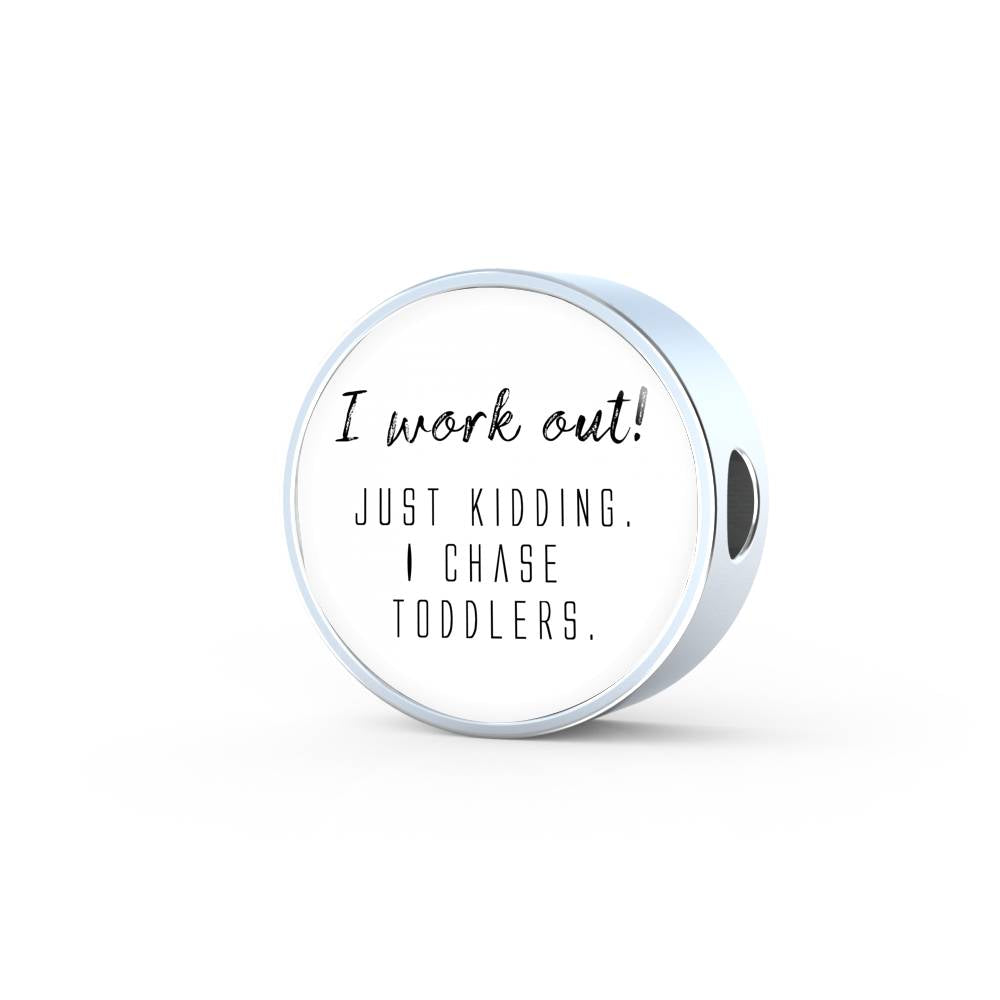 I Work Out! - Round Leather Bracelet - White