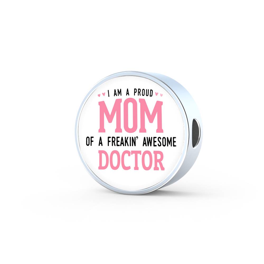 Proud Mom Leather Bracelet Round - Light