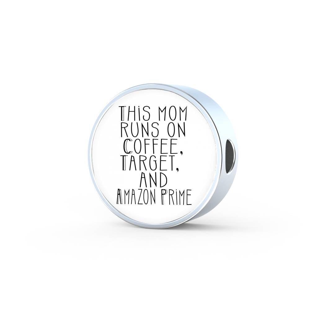 This Mom Runs - Round Leather Bracelet - White