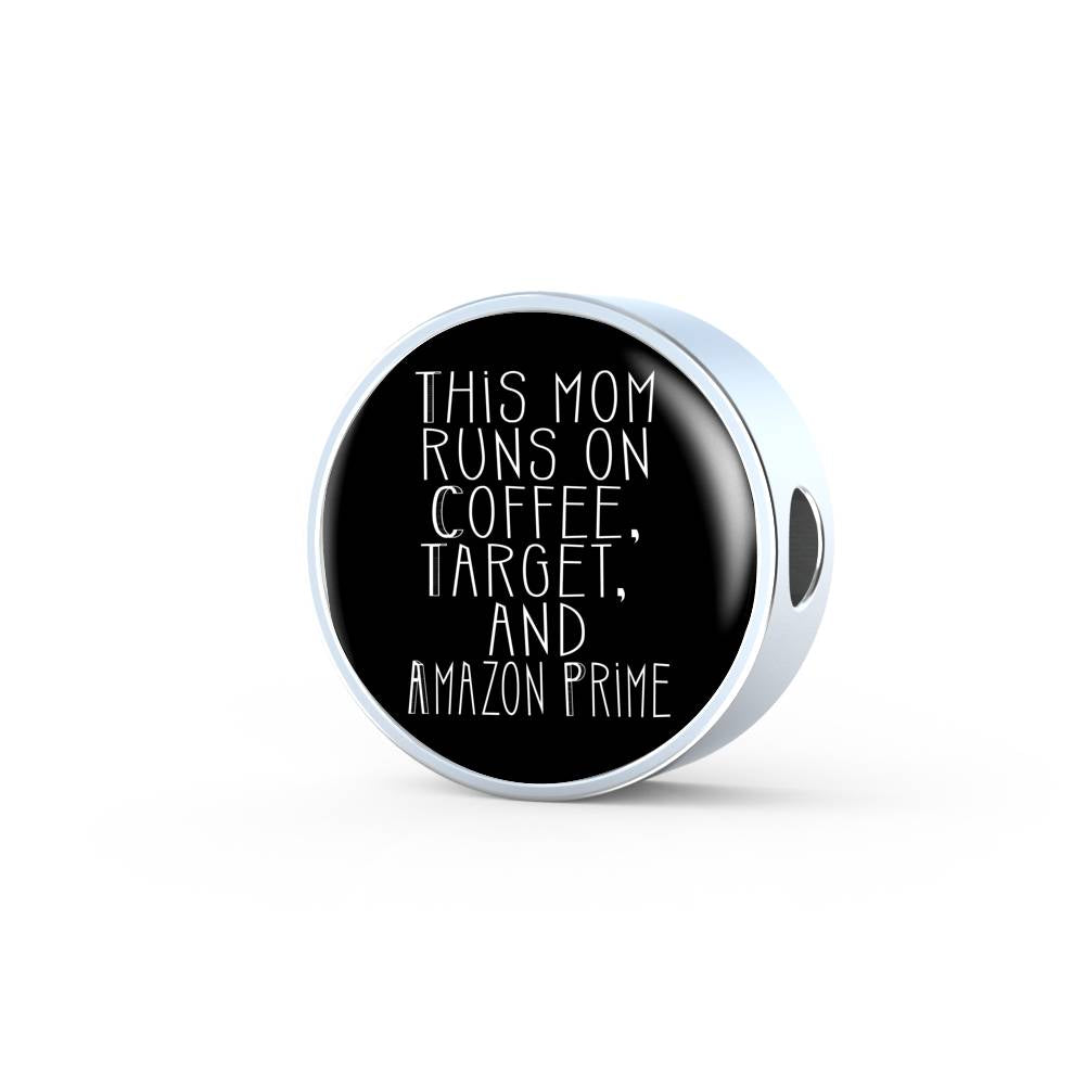 This Mom Runs - Round Leather Bracelet - Black