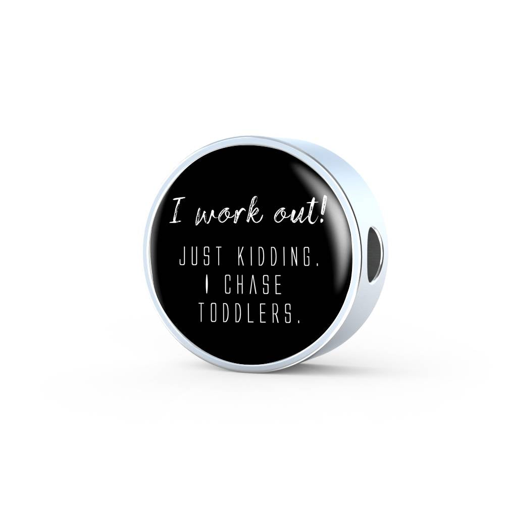 I Work Out! - Round Leather Bracelet - Black