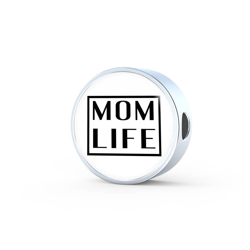 Mom Life - Round Leather Bracelet - White