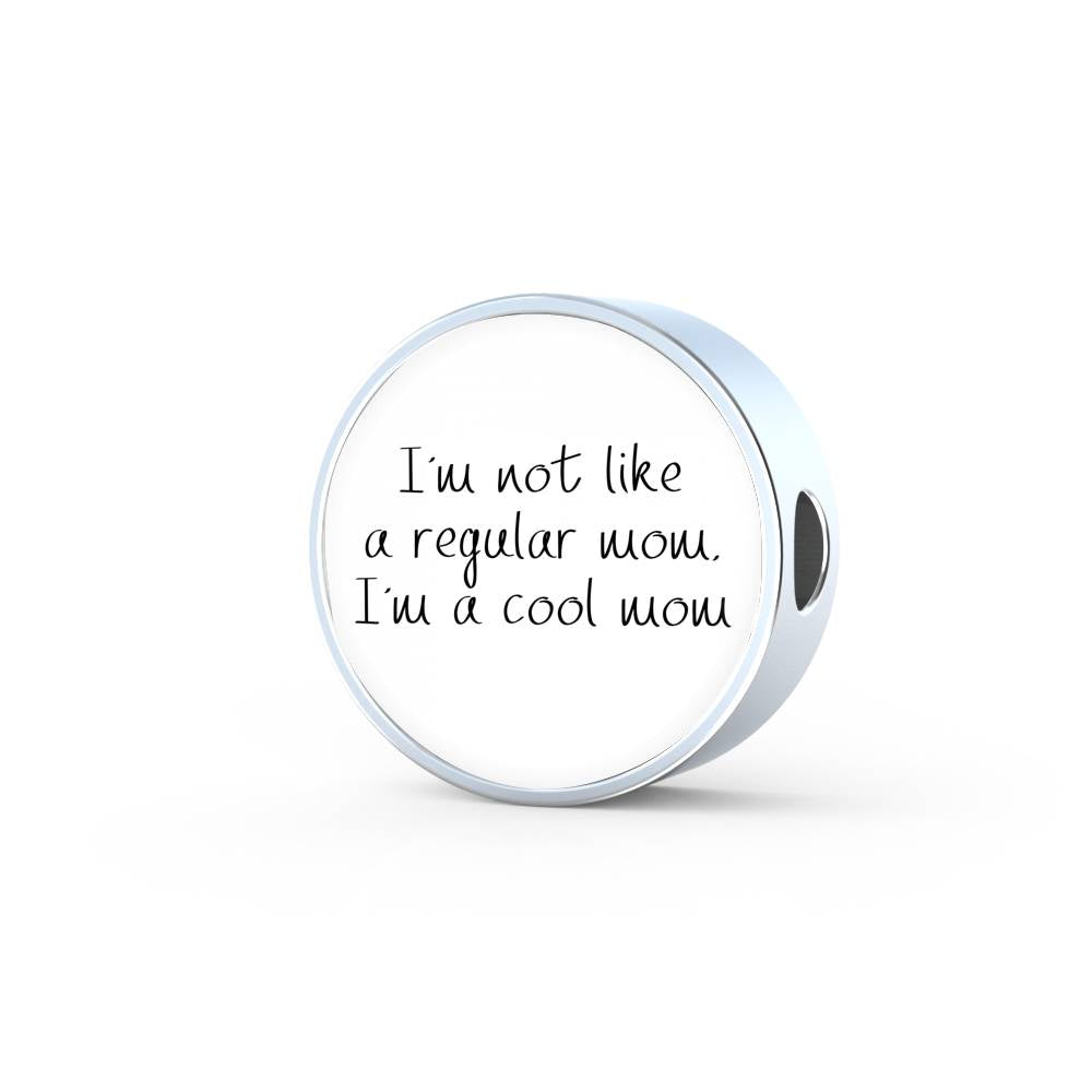 Not Like A Regular Mom - Round Leather Bracelet - White