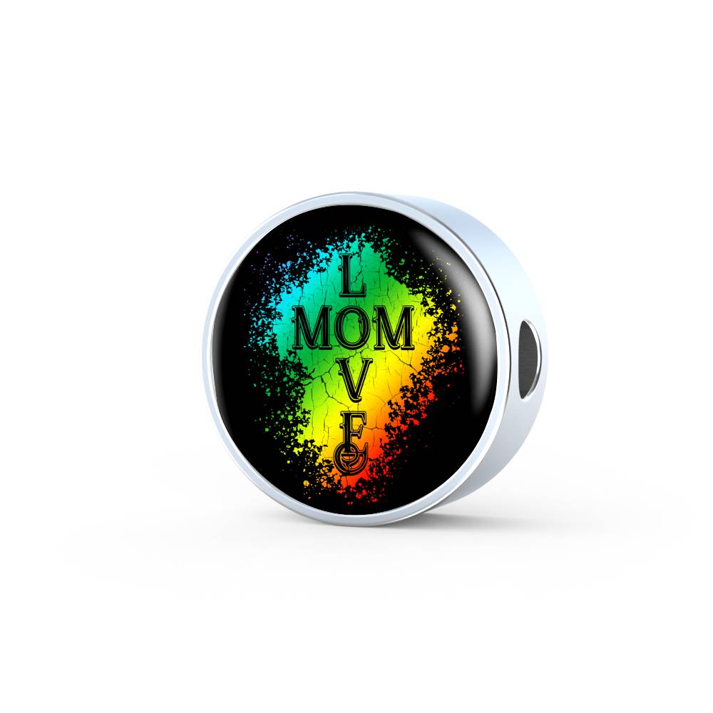 Mom Love Leather Bracelet Round - Dark