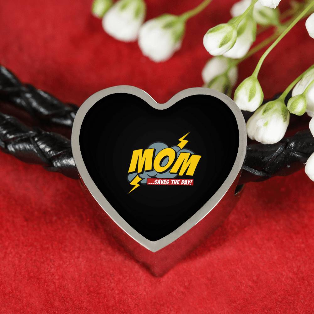 Mom Saves The Day Leather Bracelet Heart - Light