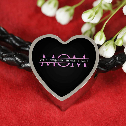 Mom Leather Bracelet Heart - Dark