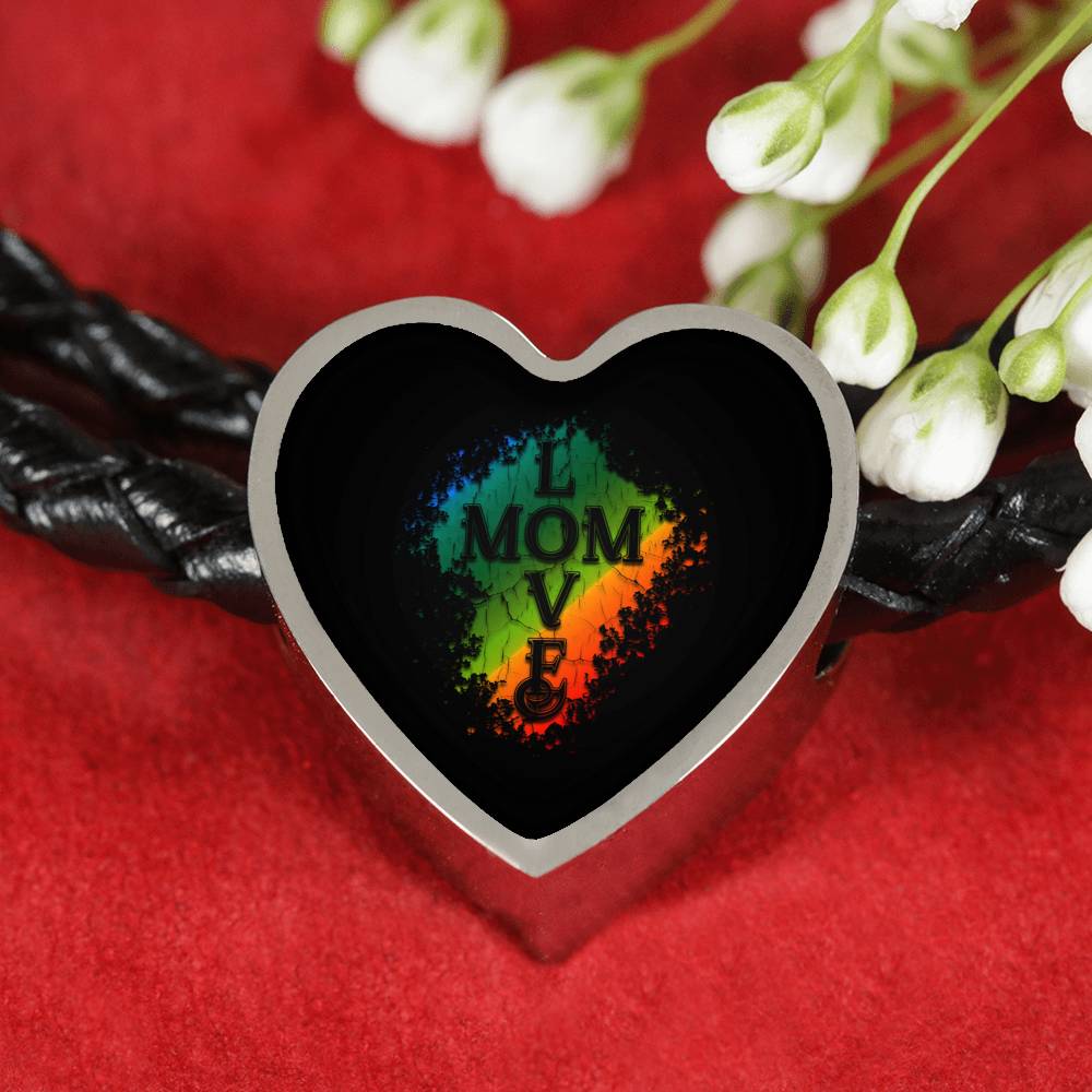 Mom Love Leather Bracelet Heart - Light