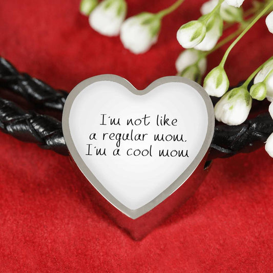 Not Like A Regular Mom - Heart Leather Bracelet - White