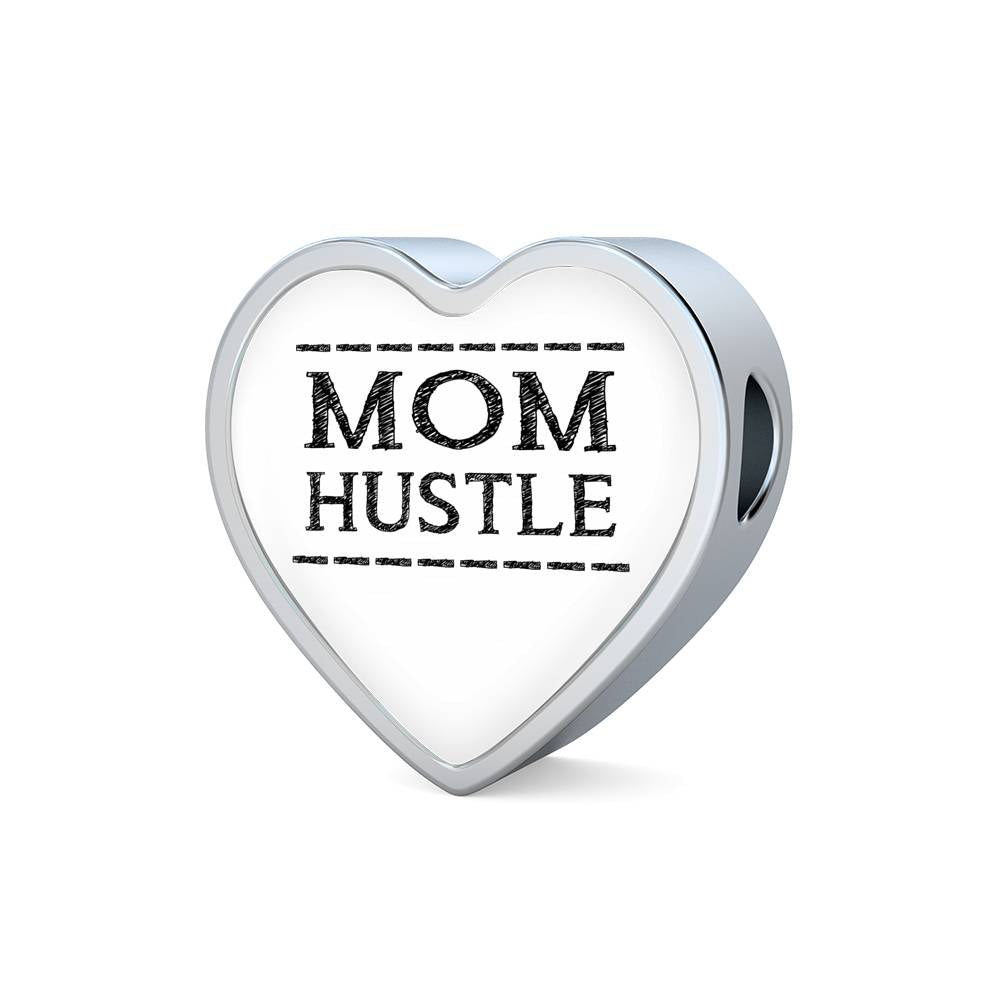 Mom Hustle - Heart Leather Bracelet - White