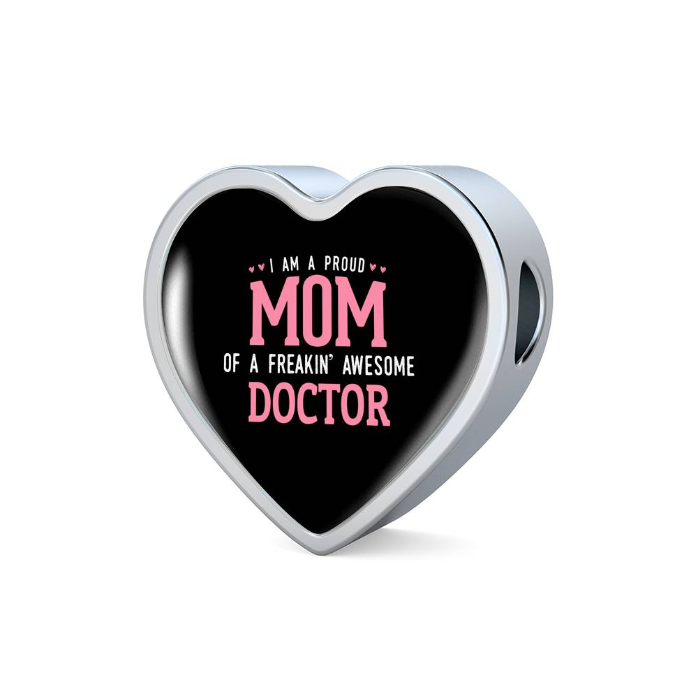 Proud Mom Leather Bracelet Heart - Dark