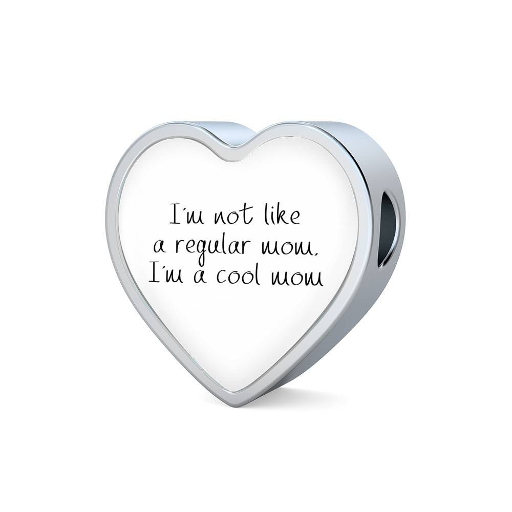 Not Like A Regular Mom - Heart Leather Bracelet - White