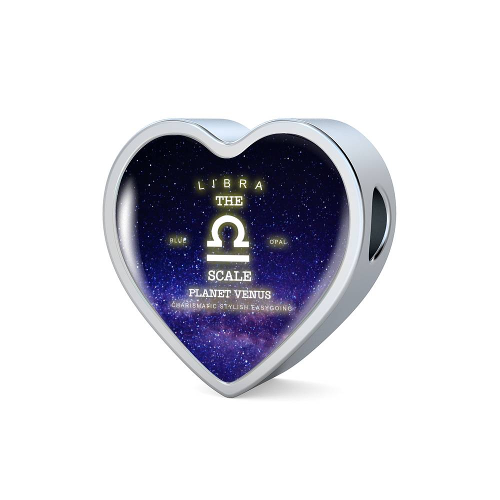Libra Zodiac Heart Leather Bracelet