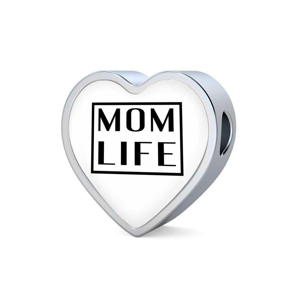 Mom Life - Heart Leather Bracelet - White