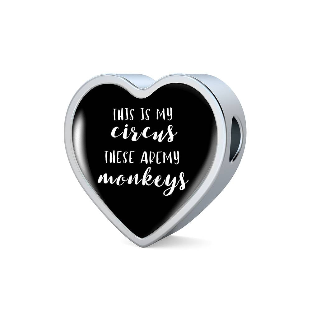 This Is My Circus - Heart Leather Bracelet - Black