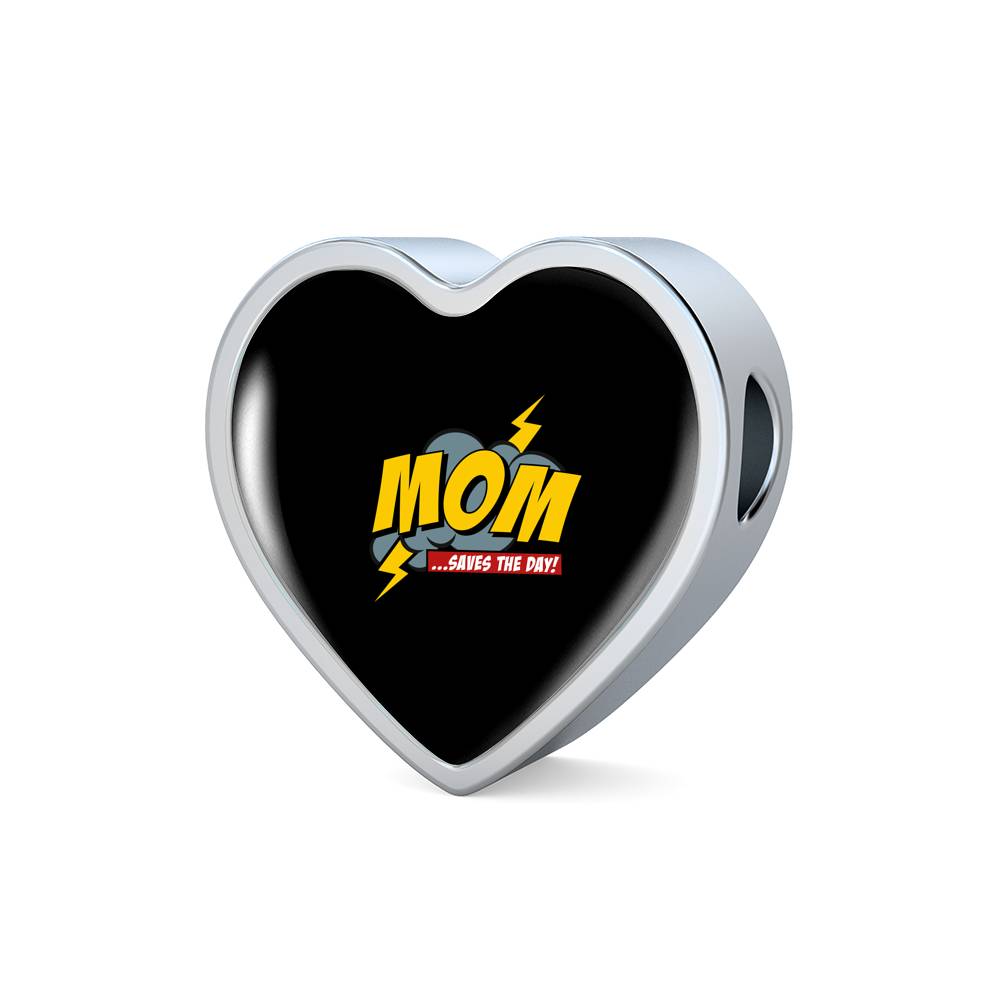Mom Saves The Day Leather Bracelet Heart - Light