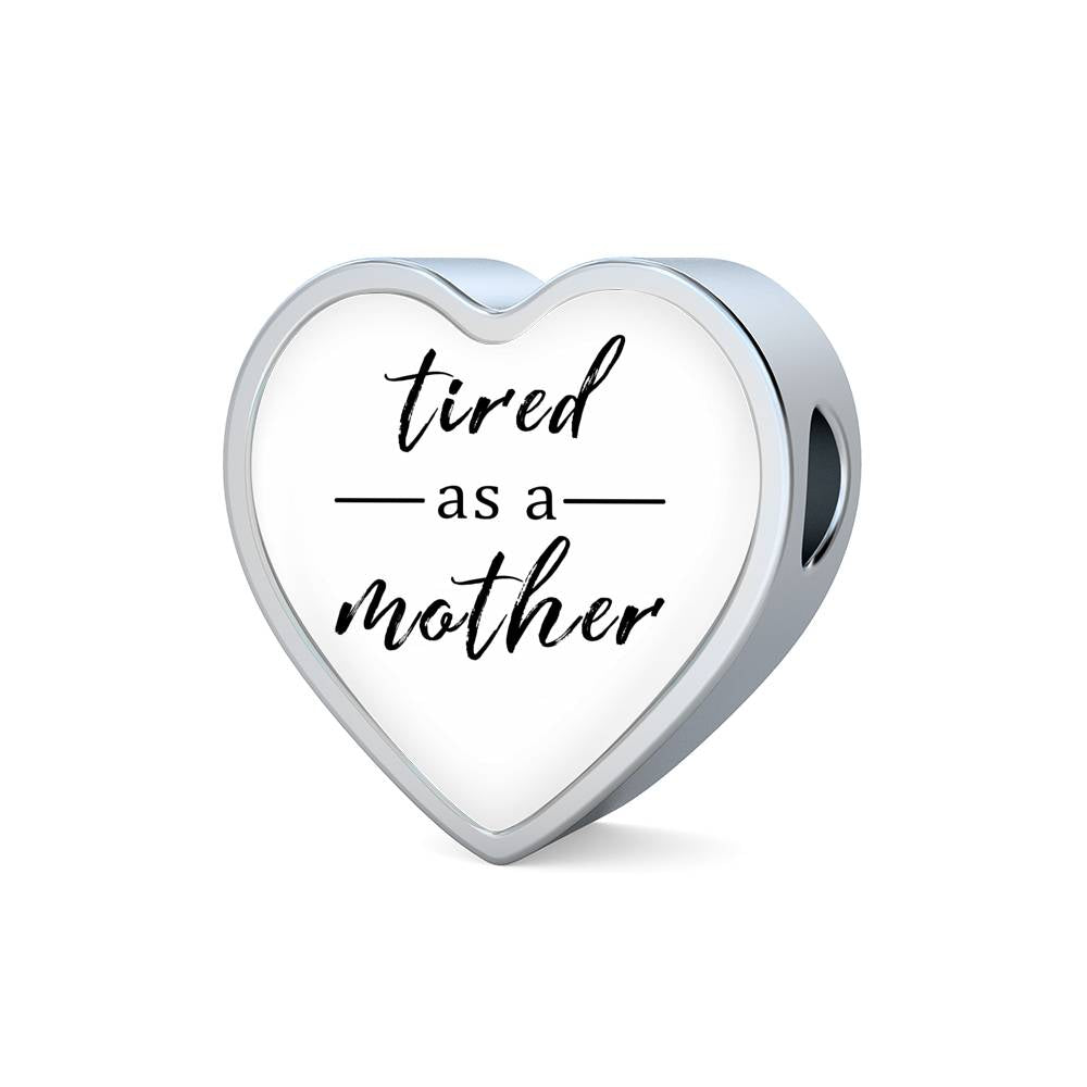 Tired As A Mother - Heart Leather Bracelet - White