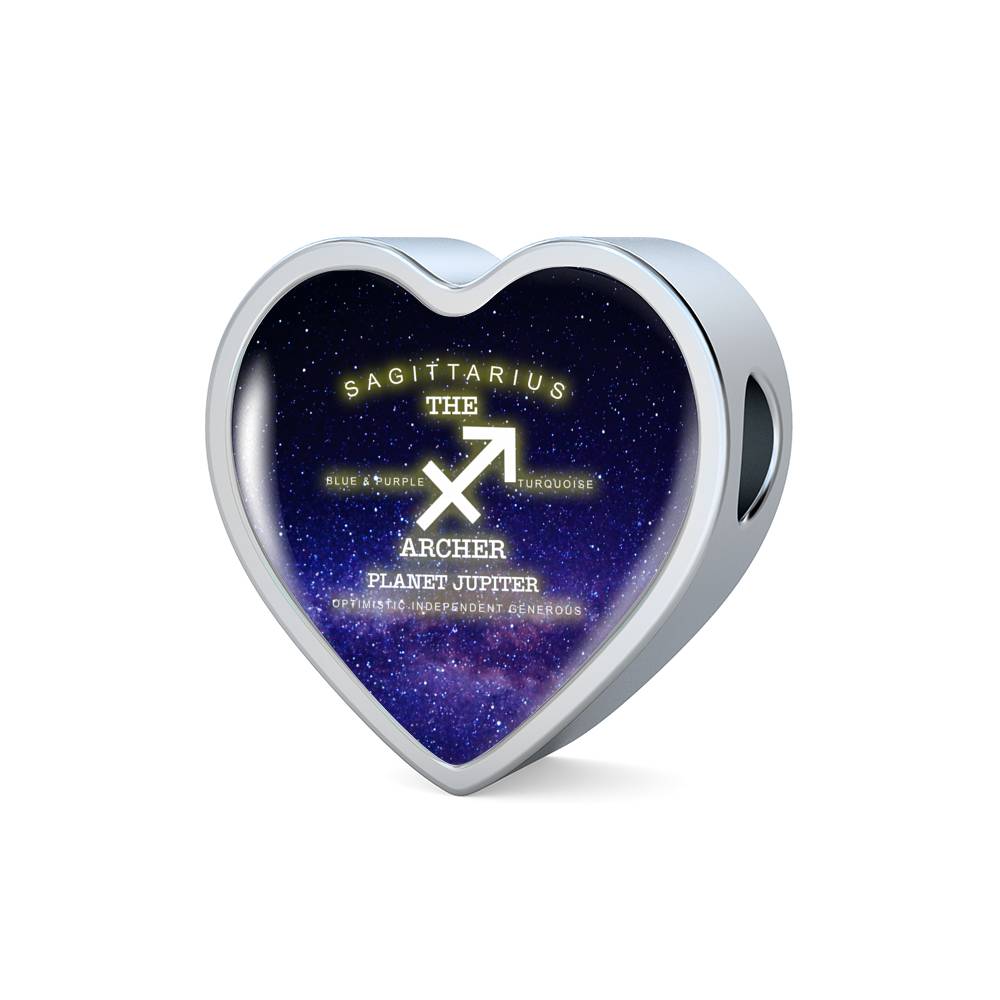 Sagittarius Zodiac Heart Leather Bracelet