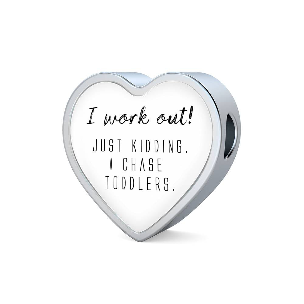 I Work Out! - Heart Leather Bracelet - White