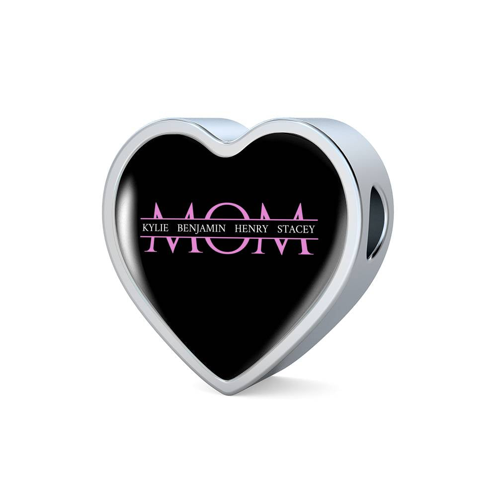 Mom Leather Bracelet Heart - Dark