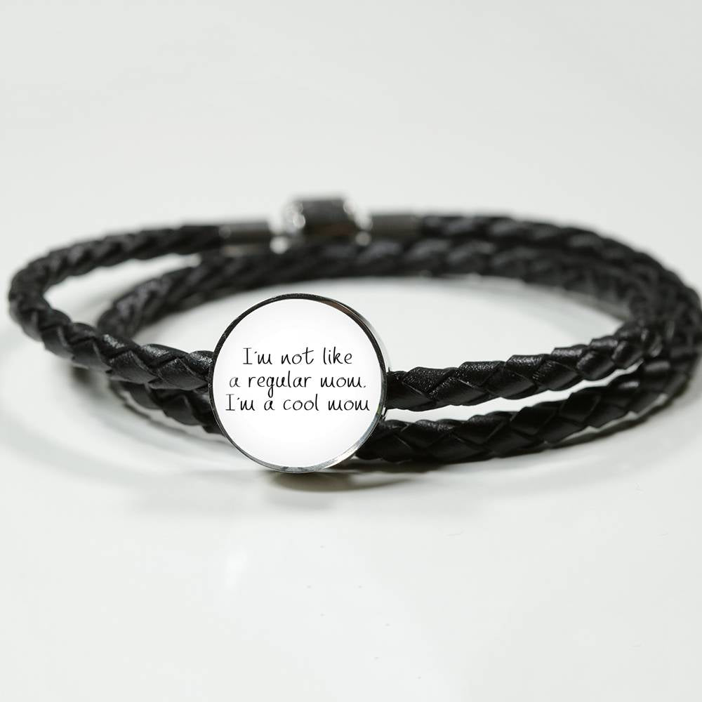 Not Like A Regular Mom - Round Leather Bracelet - White